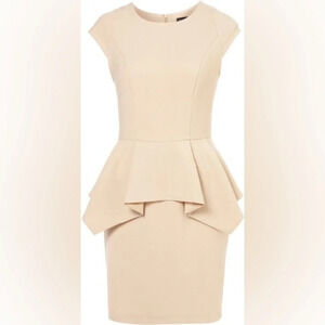 TopShop origami peplum‎ dress size 6 cap sleeve perfect for capsule wardrobe